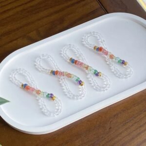 Tibetan Angled-Cut White Crystal Bracelet with Multicolor Crystals – Top-Grade Clear Quartz, Stress-Relieving & Meditation-Friendly